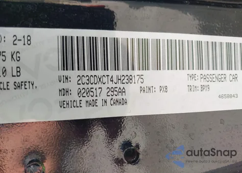 2018 Dodge Charger R/T Rwd из США, поврежденный, VIN 2C3CDXCT4JH238175